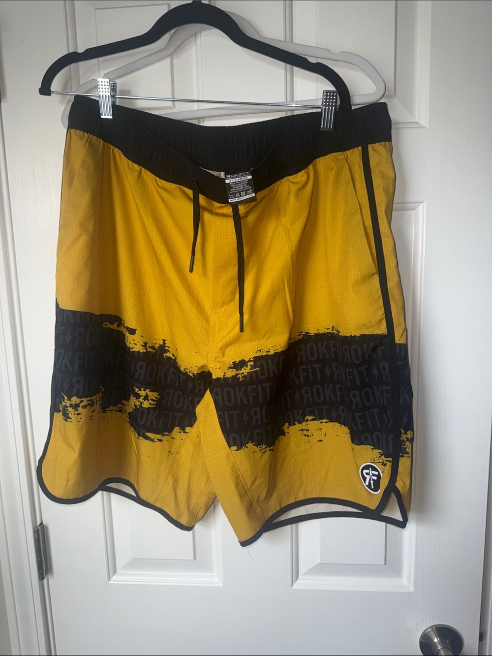 Men's Yellow and Black Graphic Shorts